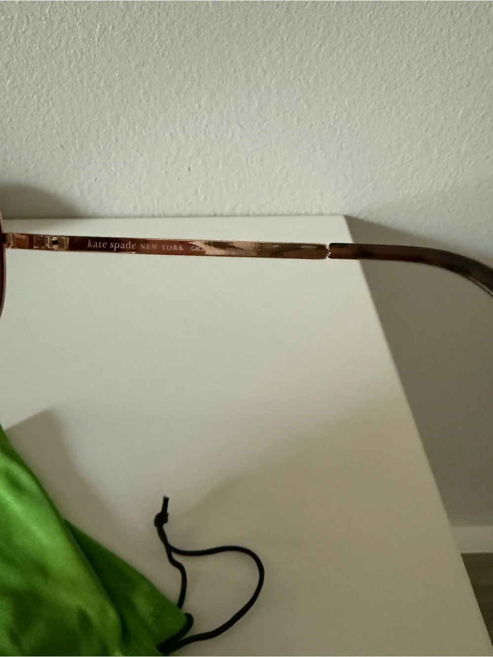 kate spade Rose Gold Frame Sunglasses with Brown Lenses